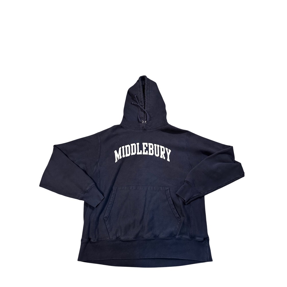 Champion Reverse Weave Middlebury Hoodie Navy Blue Mens Large Sweatshirt